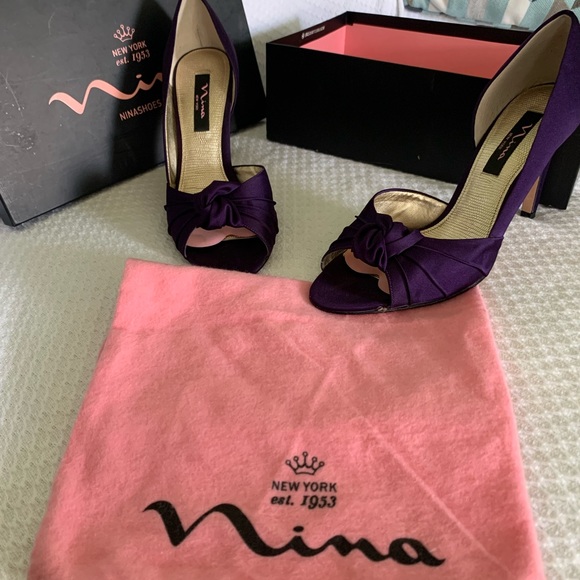 Purple Satin Open Toe Heels - Picture 12 of 12
